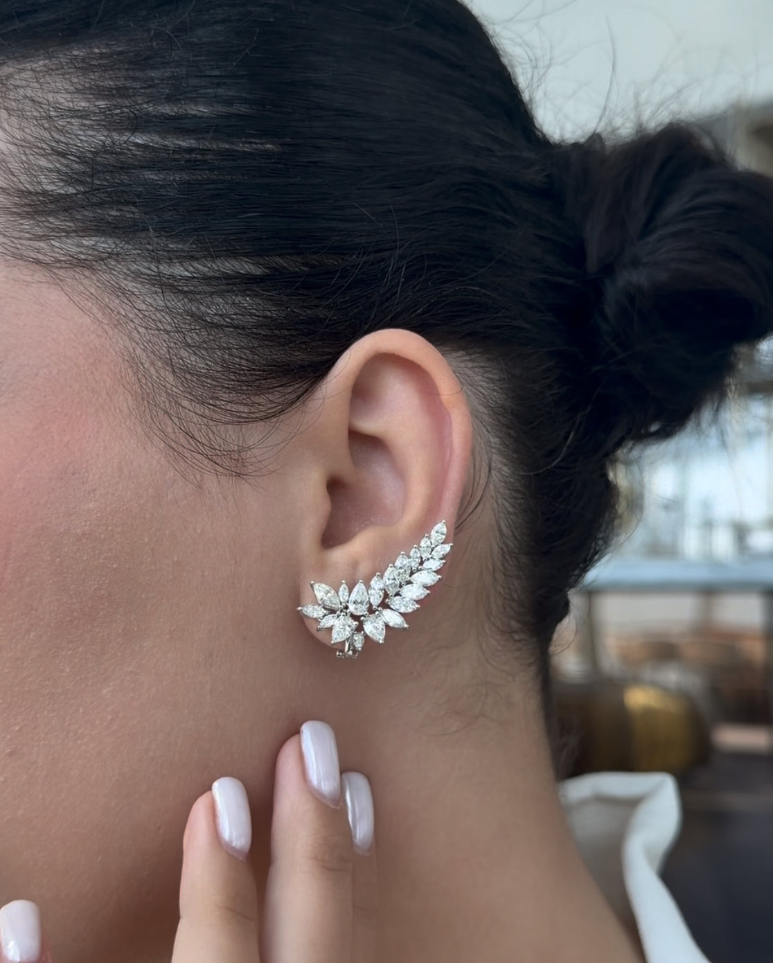 Pear & Marquise Climber Diamond Earrings (ARJS3171)