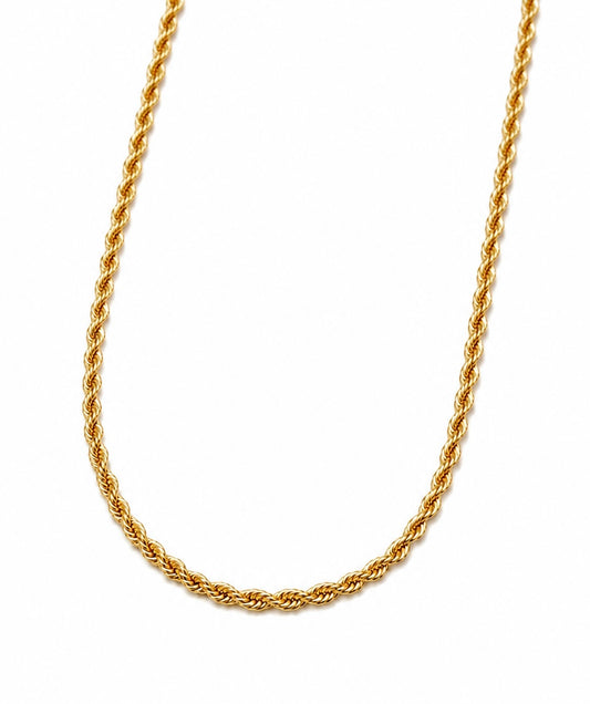 18k Gold Classic Rope Chain Necklace – Elegant Twisted Link Jewelry (GJEW296)