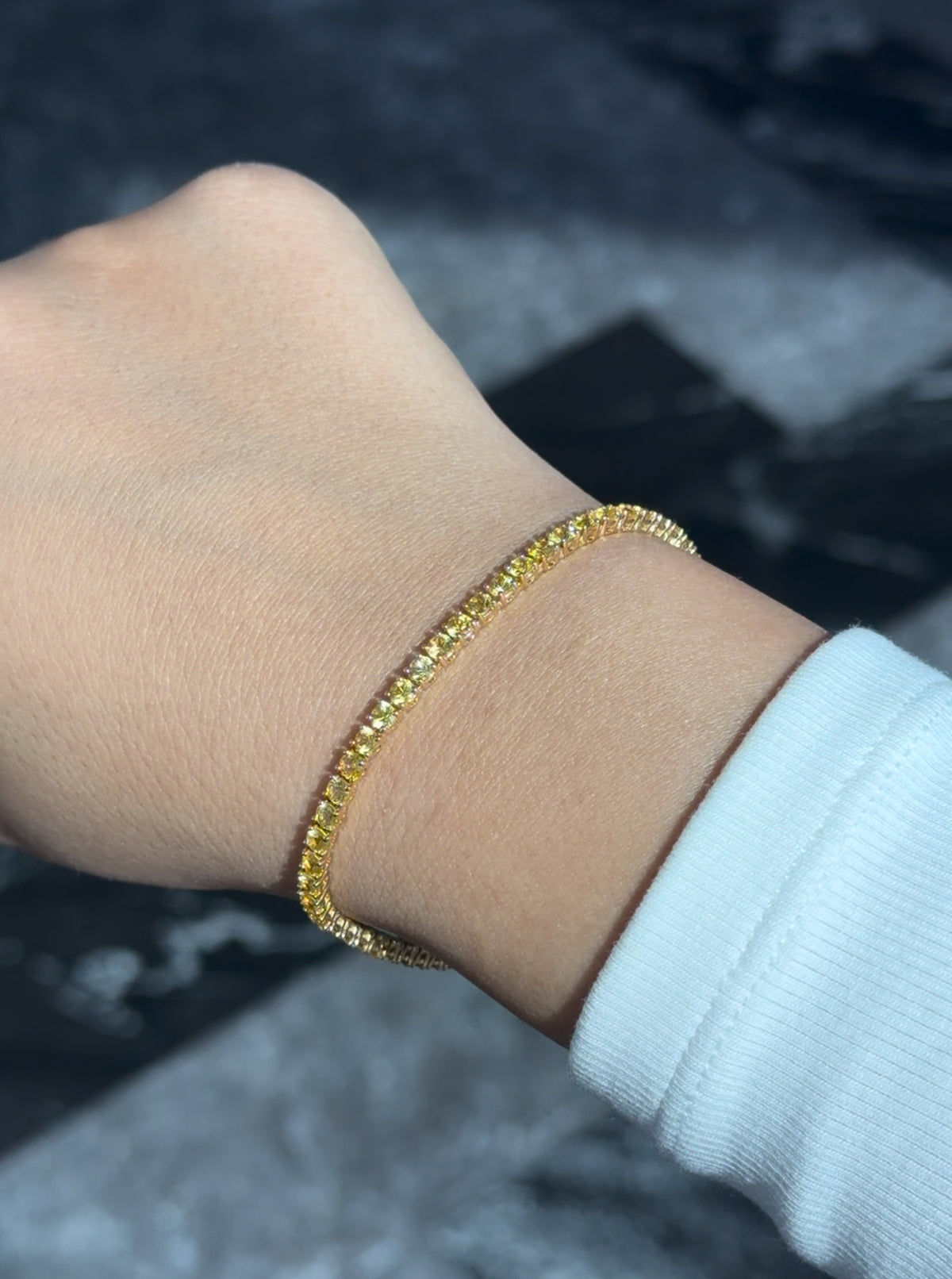 Yellow Sapphire Round Tennis Bracelet (ARJS4142)