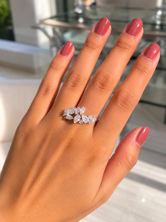 Mix Shape Twisted White Gold Diamond Ring (ARJS4008)