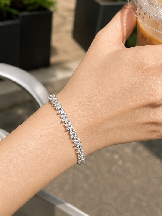 Leaves Design Marquise Diamond Bracelet (ARJS4045)