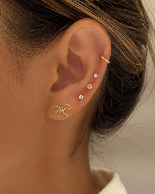 18K Gold Bow Stud Earrings (GJEW33)