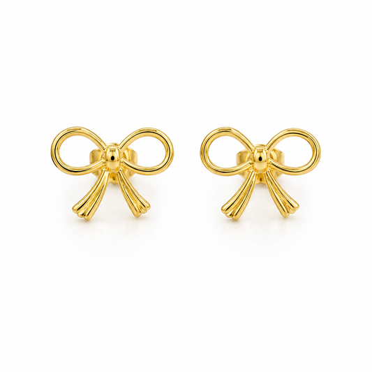 18K Gold Bow Stud Earrings (GJEW33)