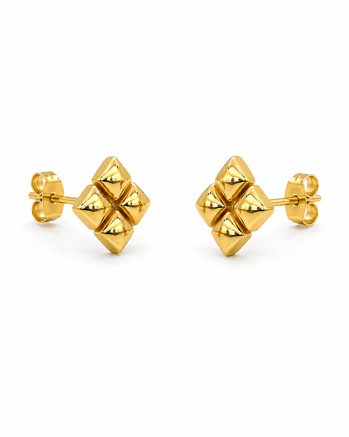18K Gold Geometric Stud Earrings | Minimal Luxury Jewelry (GJEW238)