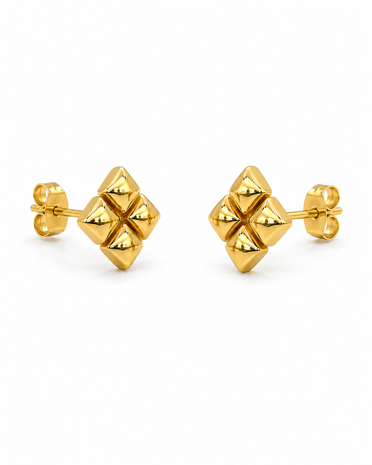 18K Gold Geometric Stud Earrings | Minimal Luxury Jewelry (GJEW238)