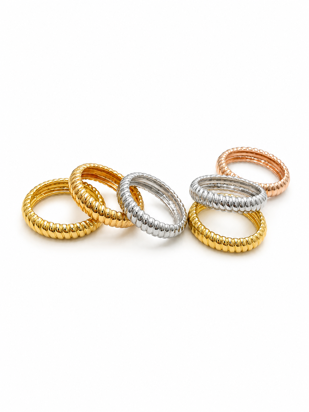 18k Gold Modern Stackable Spiral Rings for Everyday Wear (CTA1309-1314)