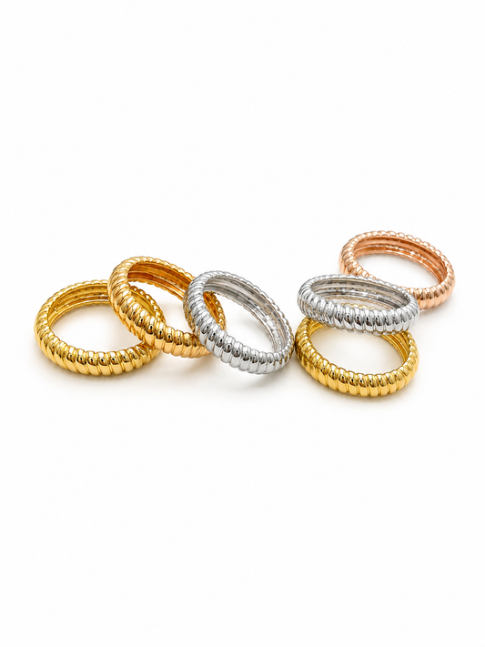 18k Gold Modern Stackable Spiral Rings for Everyday Wear (CTA1309-1314)