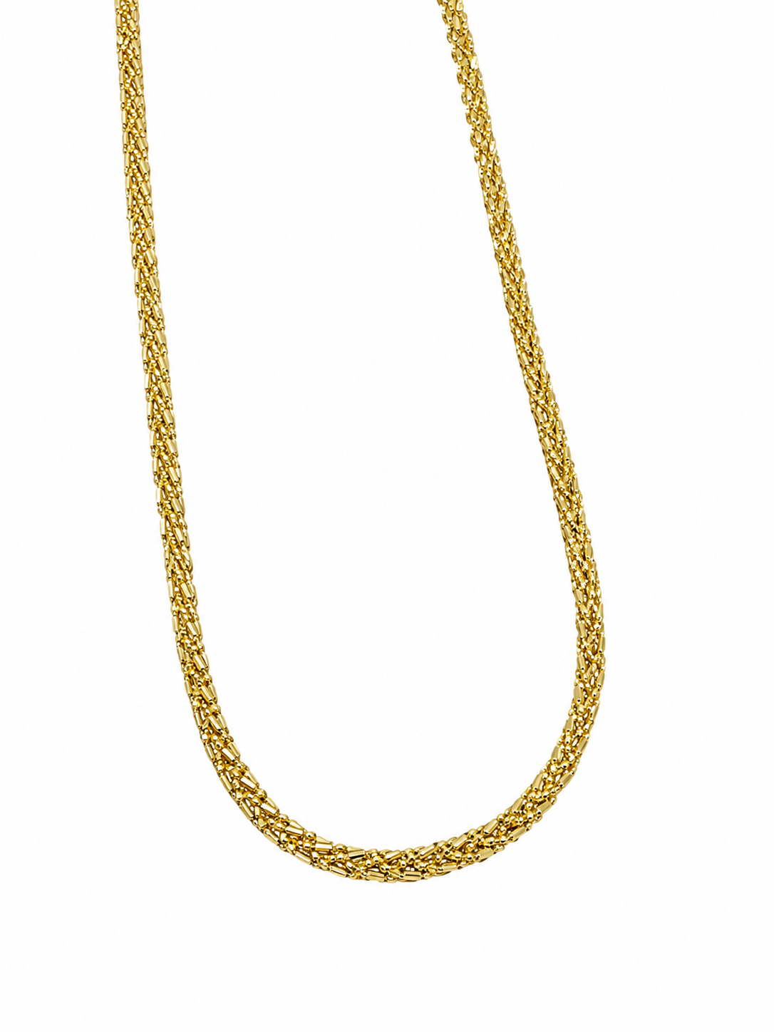 18k Gold Textured Chain Necklace – Elegant Minimalist Jewelry (GJEW179)