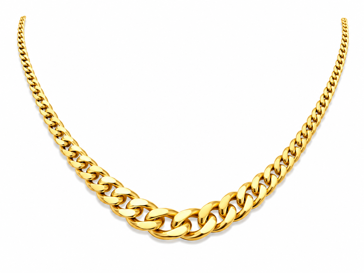 18k Gold Graduated Cuban Link Necklace (GJEW307)