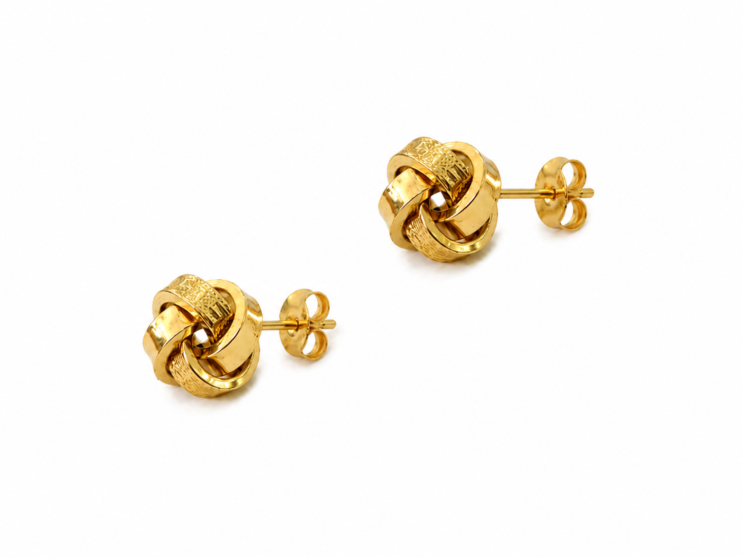 18k Gold Knot with Versace Pattern Stud Earrings (GJEW70)