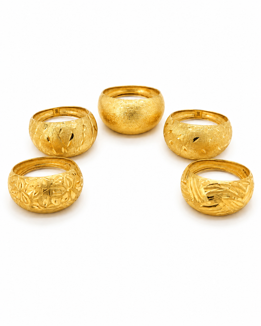 18k Gold Textured Dome Ring Collection (GJEW266-270)