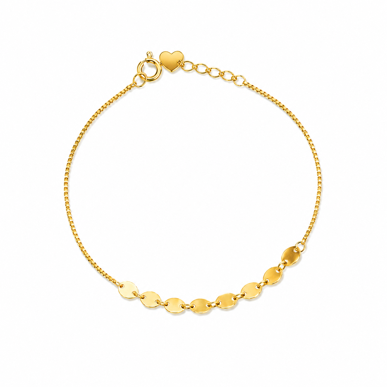 18k Gold Disc Chain Bracelet – Minimalist Gold Disc Chain (GJEW133)