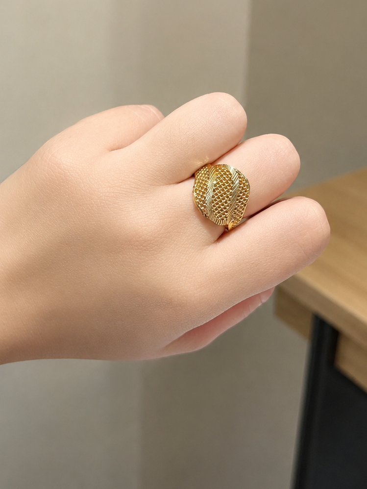 18K Gold Textured Dome Ring (GJEW03)