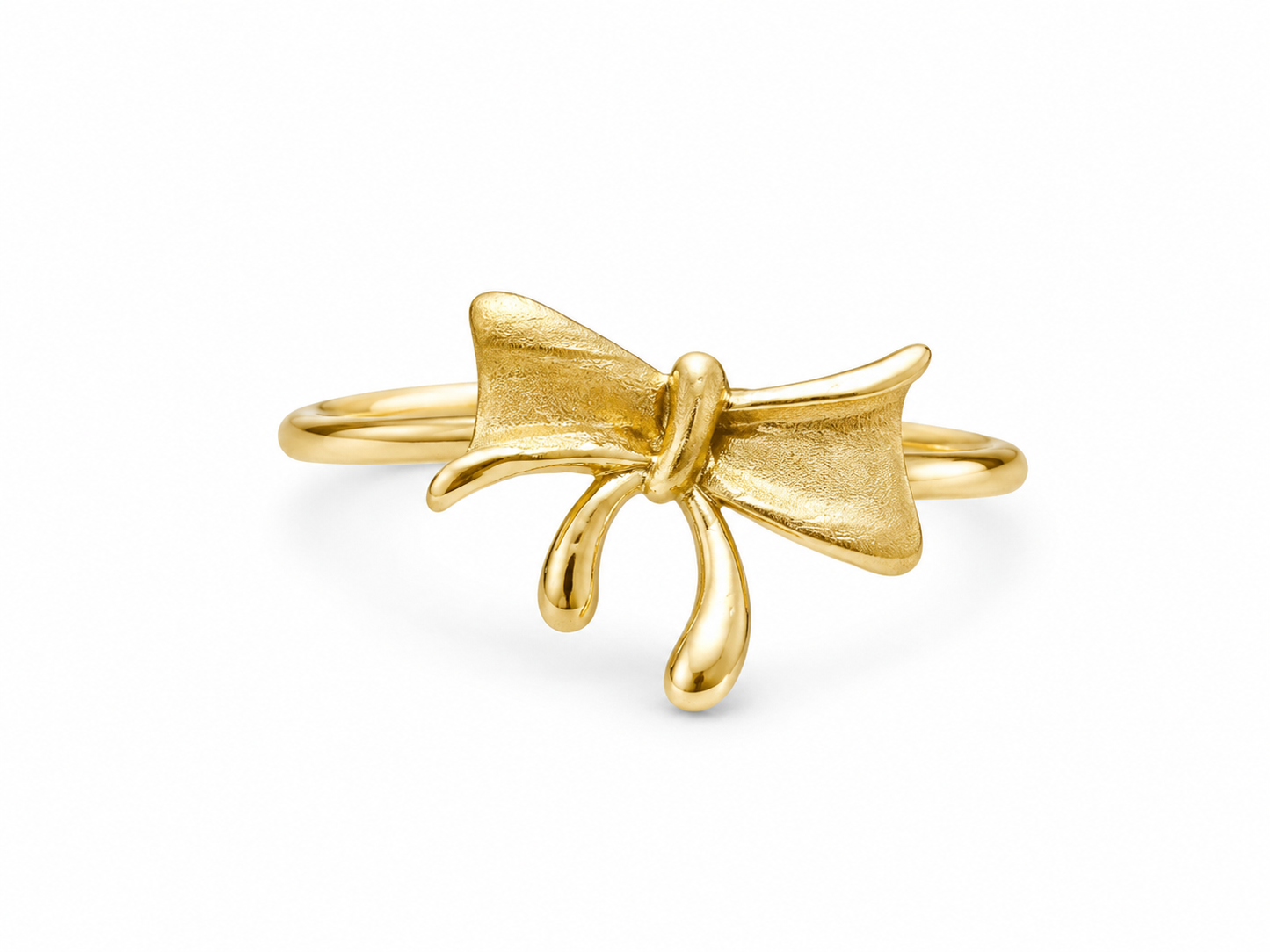 18K Gold Bow Ring – Minimalist Elegant Ribbon Design (GJEW22)