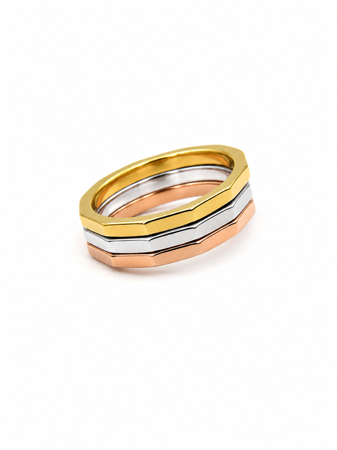 18k Gold Geometric Trio Stack Ring (GJEW52)