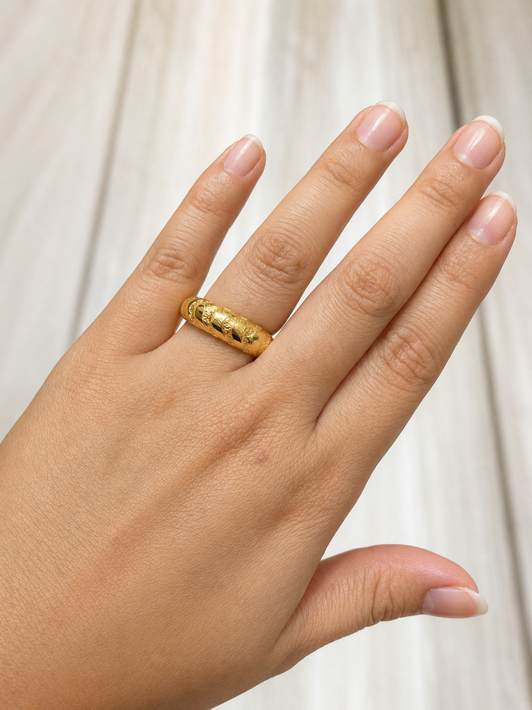 18K Gold Textured Twisted | Braided Pattern Ring (GJEW110)
