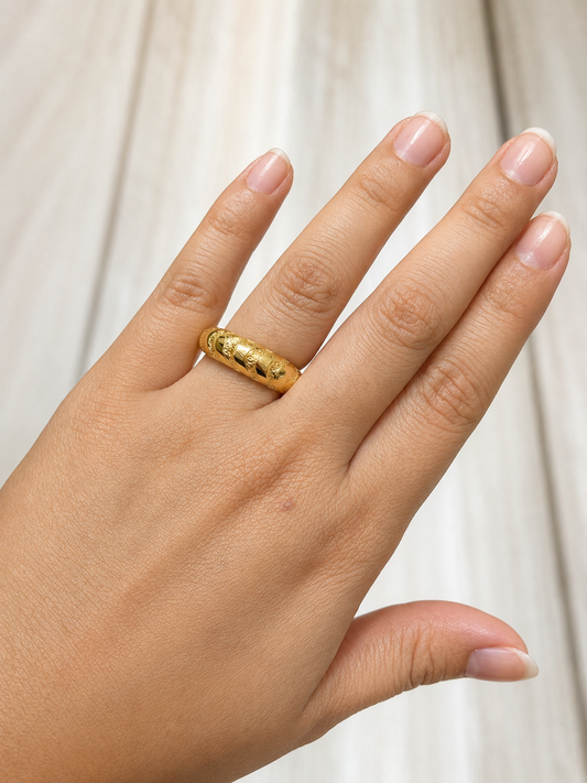18K Gold Textured Twisted | Braided Pattern Ring (GJEW110)