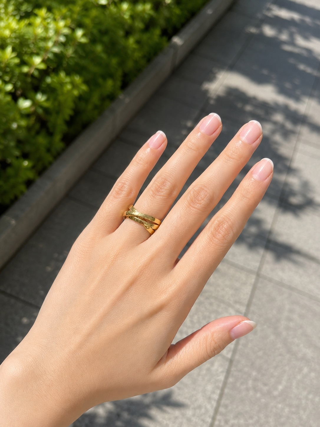 18k Gold Glossy Interwoven 3-Band  Ring(GJEW142)