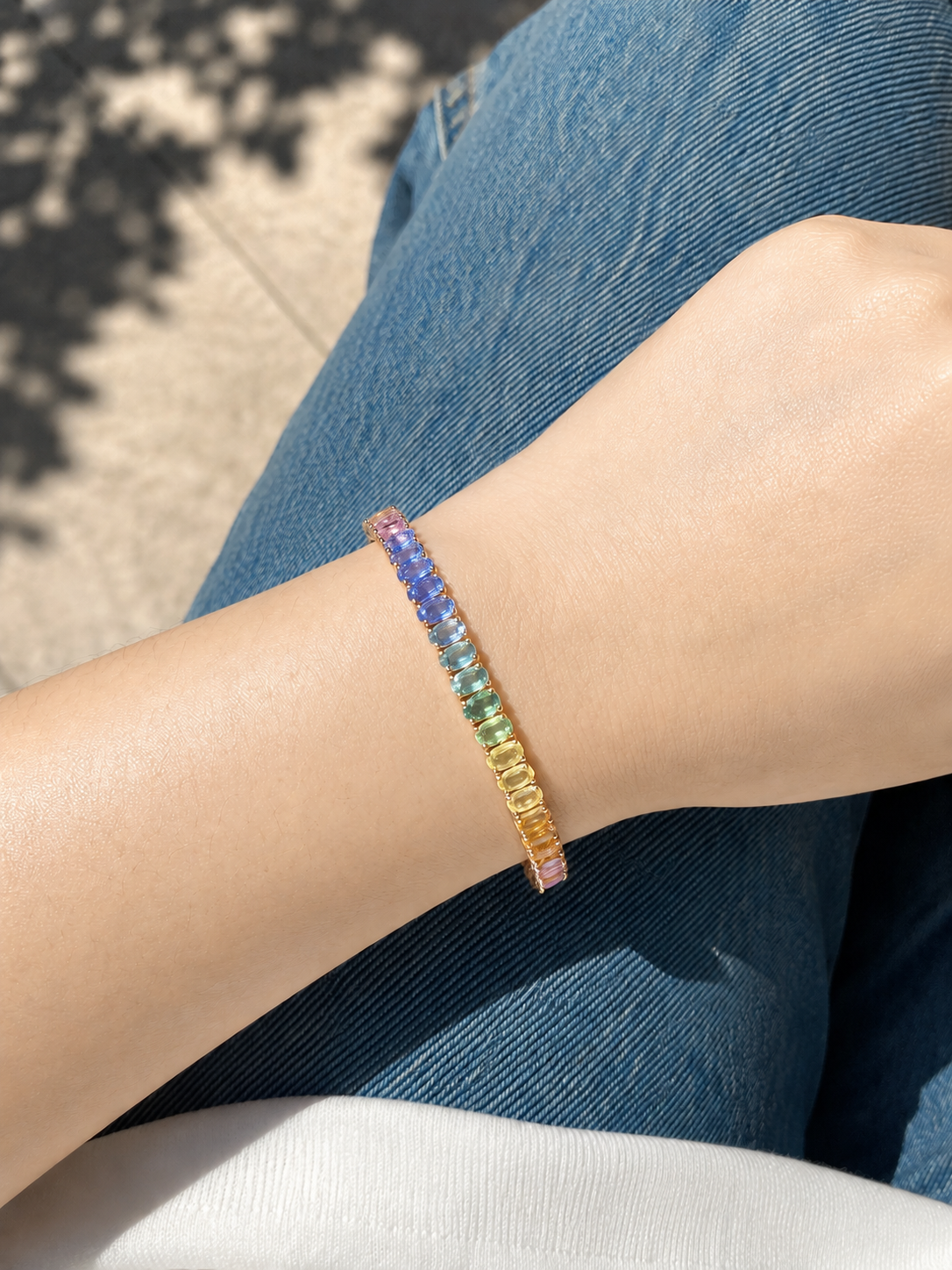 Rainbow Sapphire Tennis Bracelet (ARJS4150)
