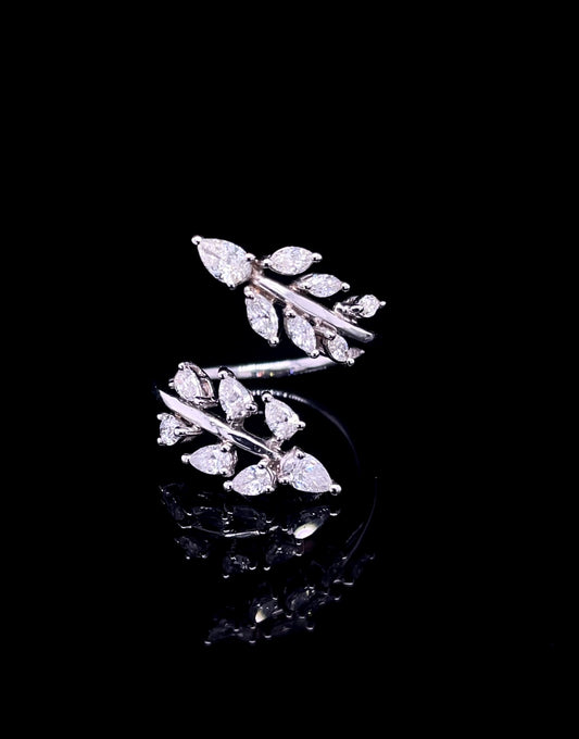 Pear & Marquise Leaf  Wrap Diamond Ring (ARJS2594)