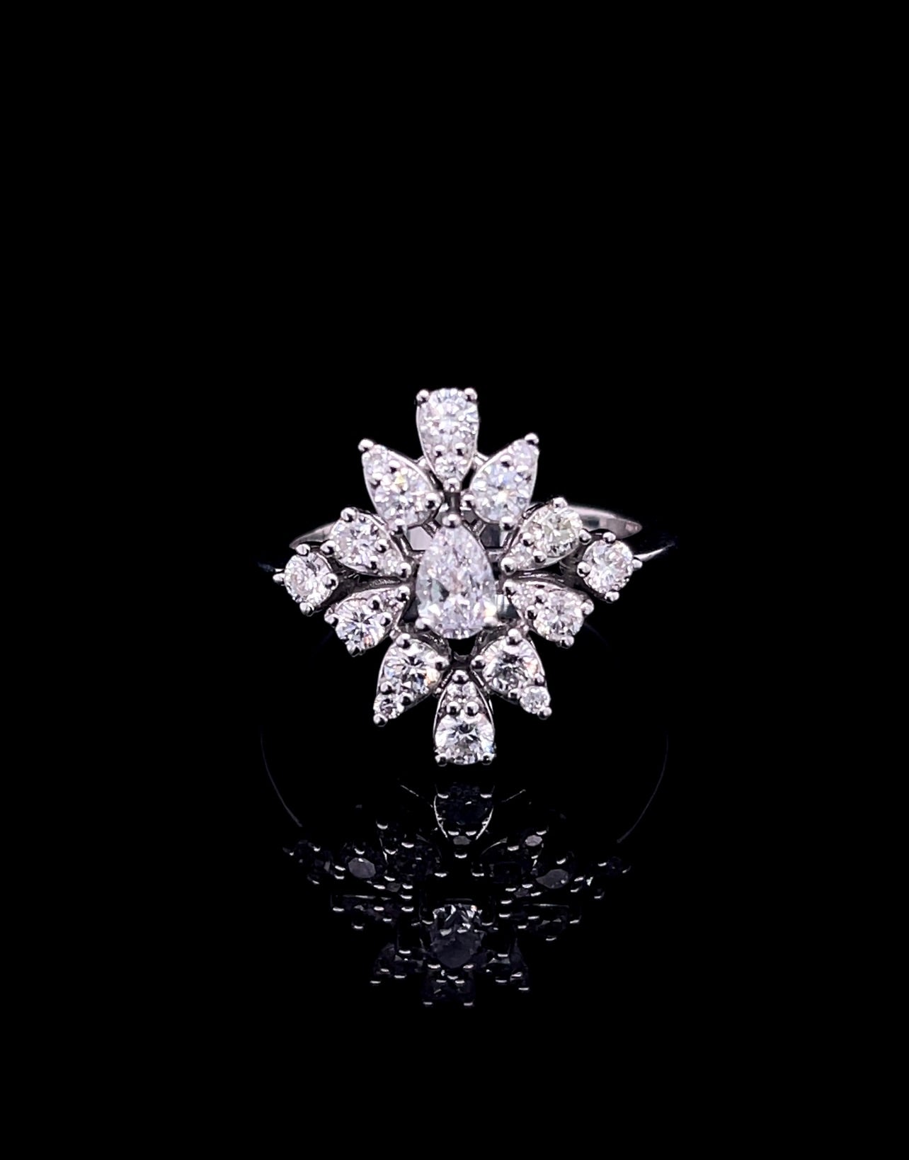 Pear with Cluster Type Diamond Ring (ARJS2766)