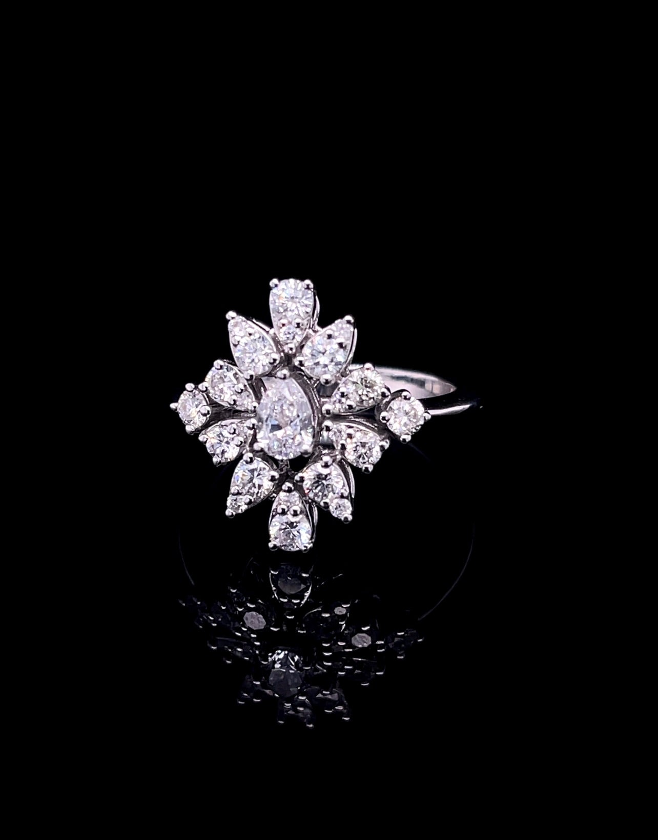 Pear with Cluster Type Diamond Ring (ARJS2766)