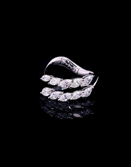 2 LINE Marquise Open Style Twisted Diamond Ring (ARJS3352)