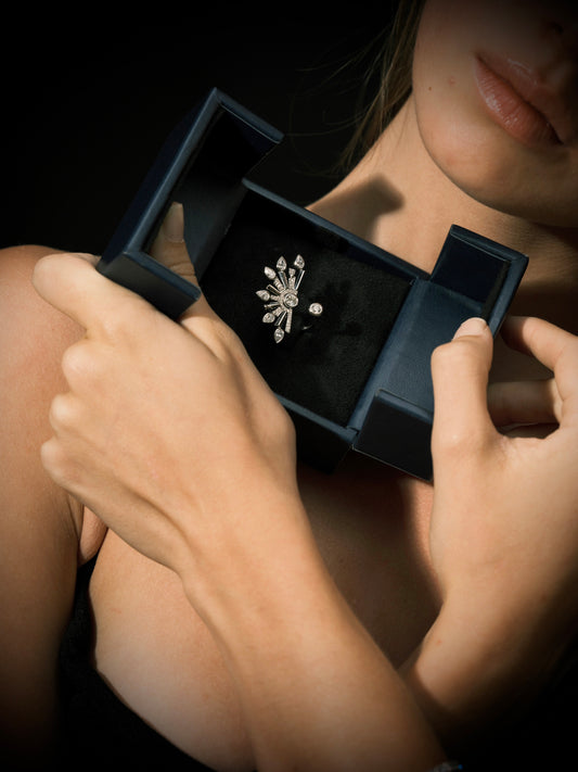 Cocktail Design Diamond Ring in White Gold (SKJ1204)