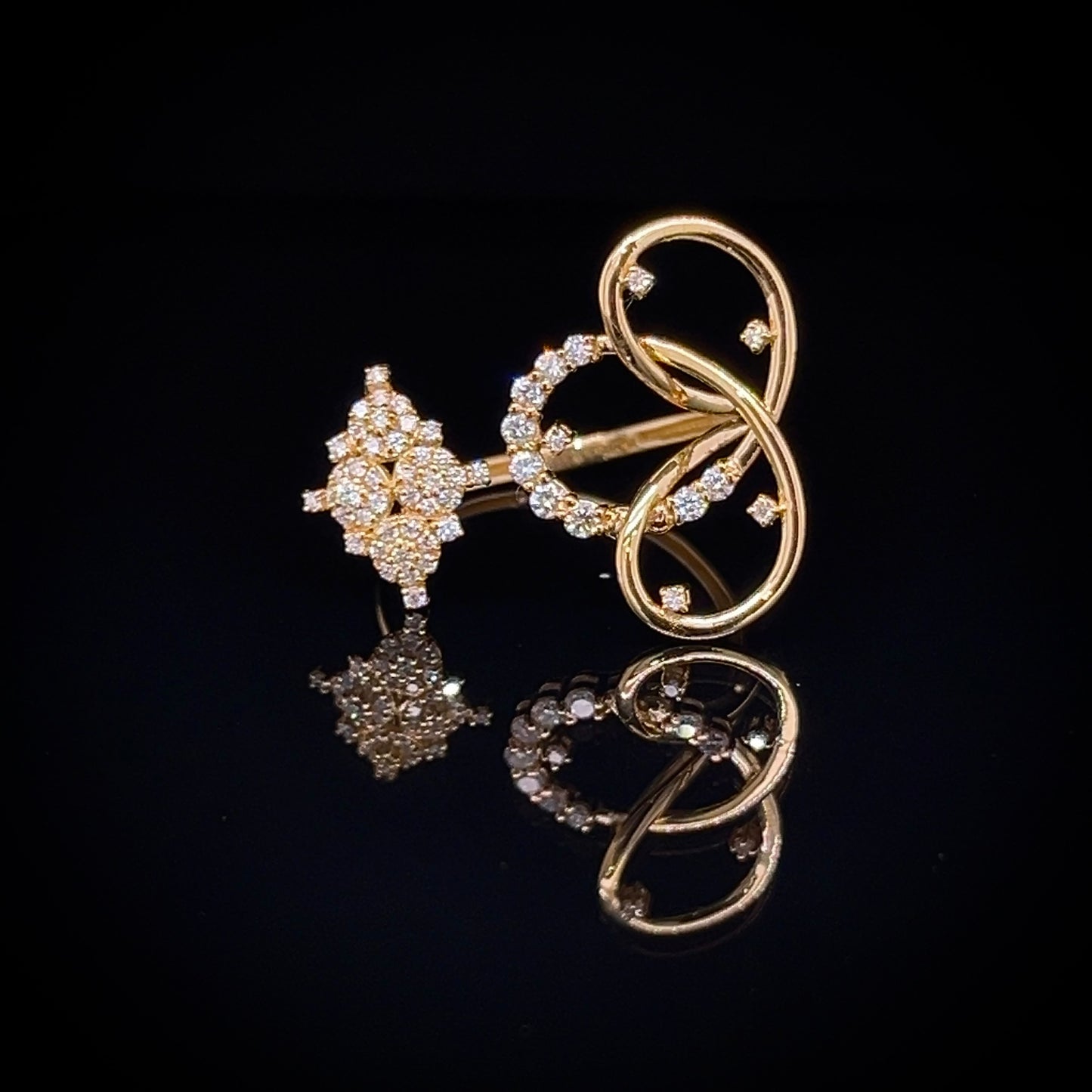 Cocktail Cluster Diamond Ring in Yellow Gold (BRD1243)