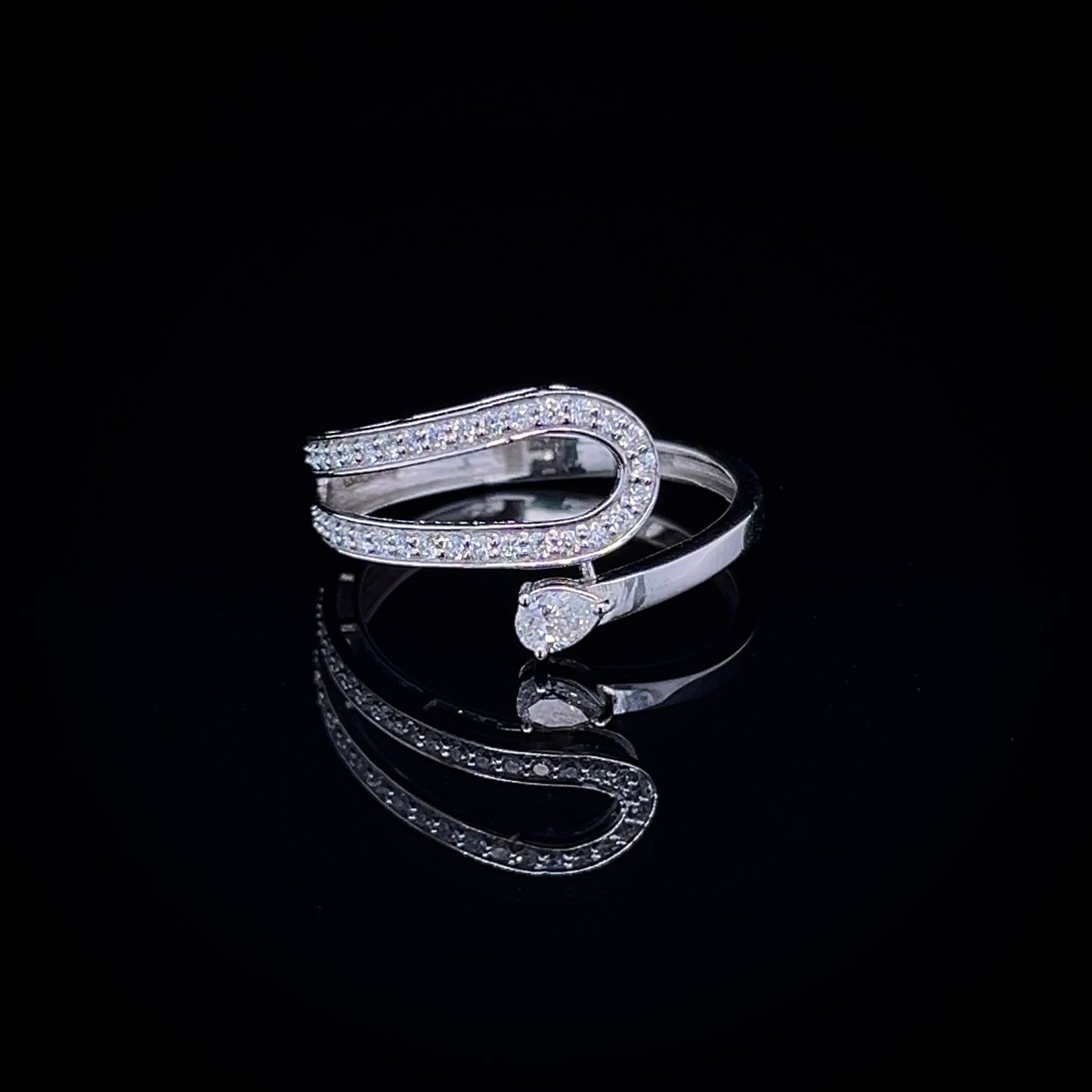 Pear Diamond Ring in White Gold (BRD1247)