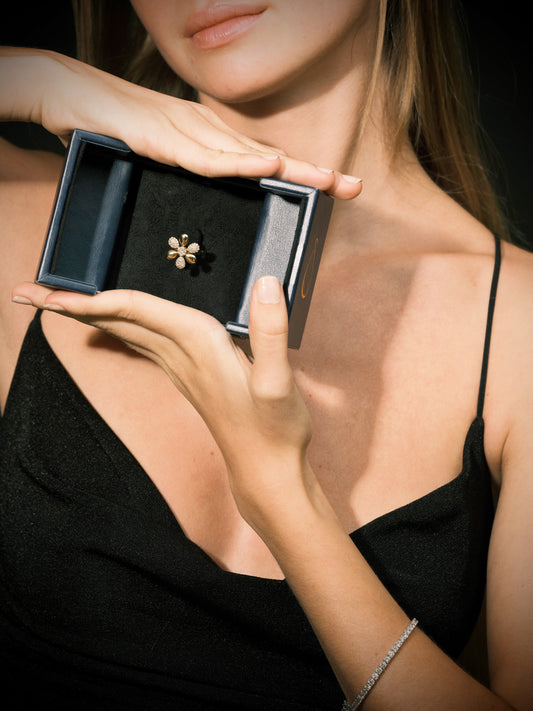 Flower Design Cluster Diamond Ring in Yellow Gold (BRD1239)