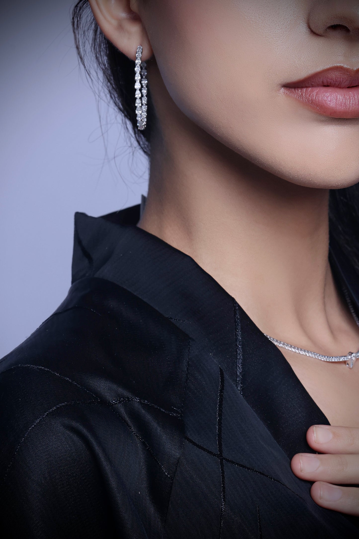 Pear Diamond Hoop Earrings (ARJS2826)