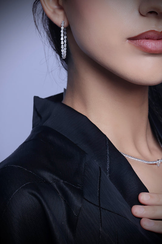 Pear Diamond Hoop Earrings (ARJS2826)