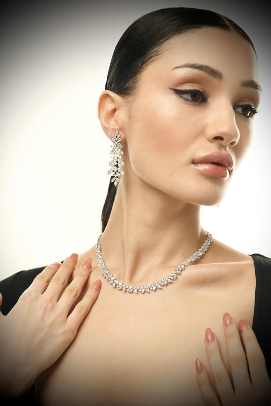 Pear and Marquise Dangling Diamond Earrings (ARJS2613)