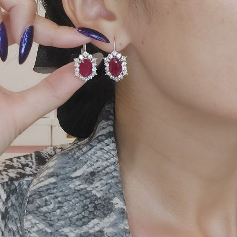 Ruby with Diamond Hoop Earrings (ARJ1014)