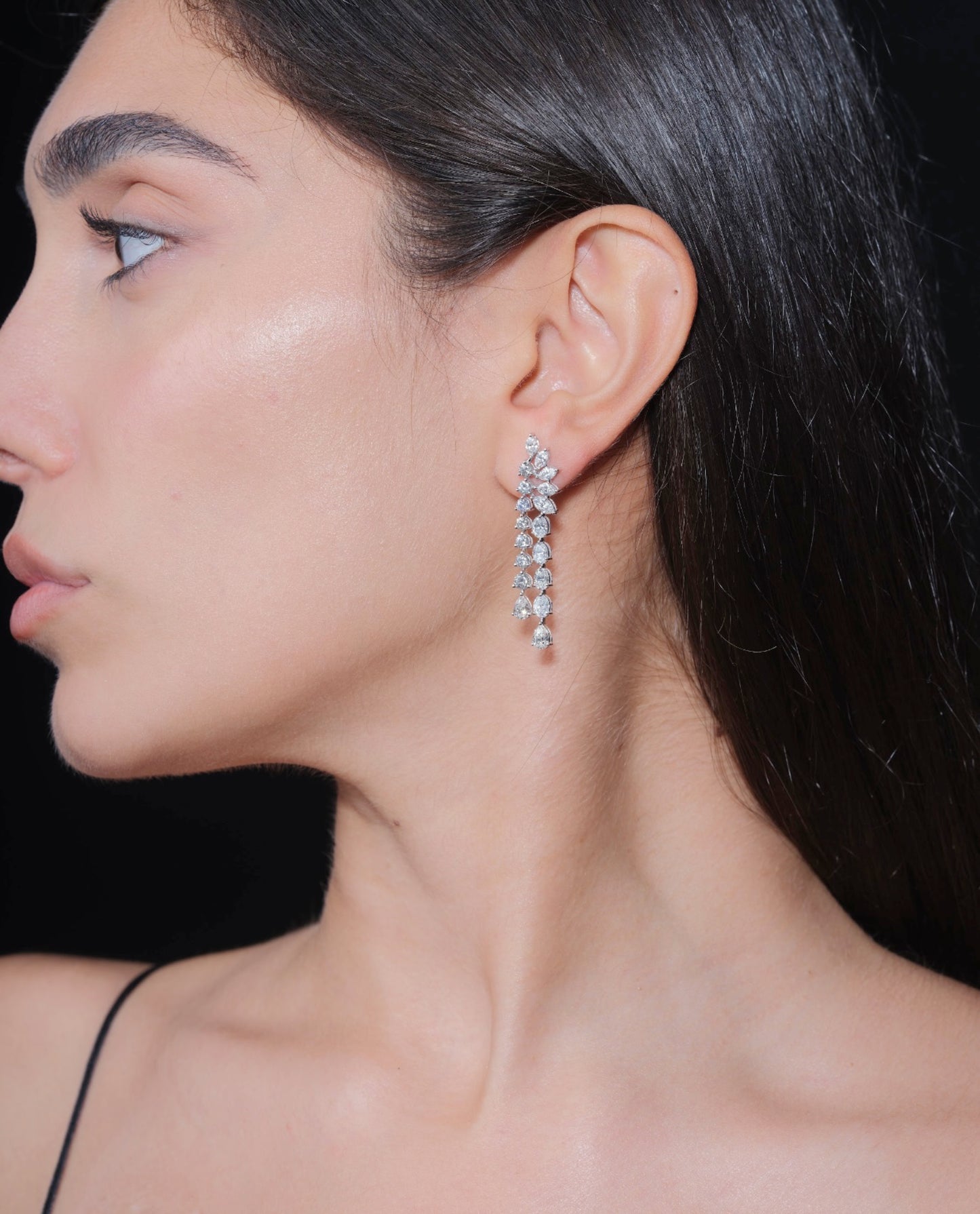 Pear, Marquise & Round Diamond Earrings (ARJS3606)