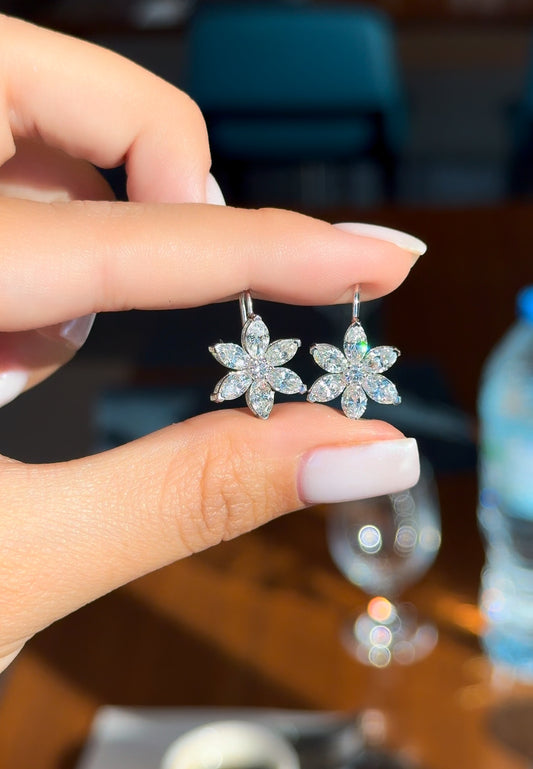 Marquise Flower Hook Diamond Earrings (ARJS3358)