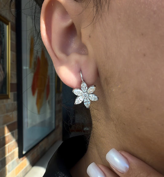 Marquise Flower Hook Diamond Earrings (ARJS3358)