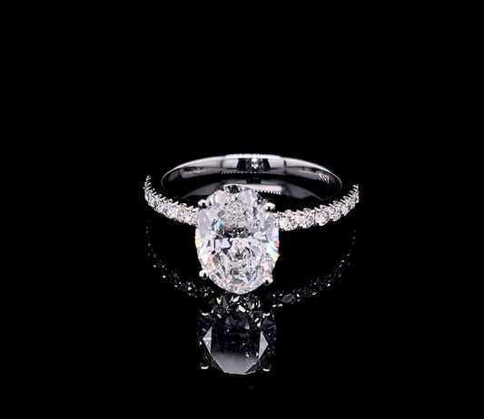 2CT Oval with Side Diamond Ring (ARJS3980)