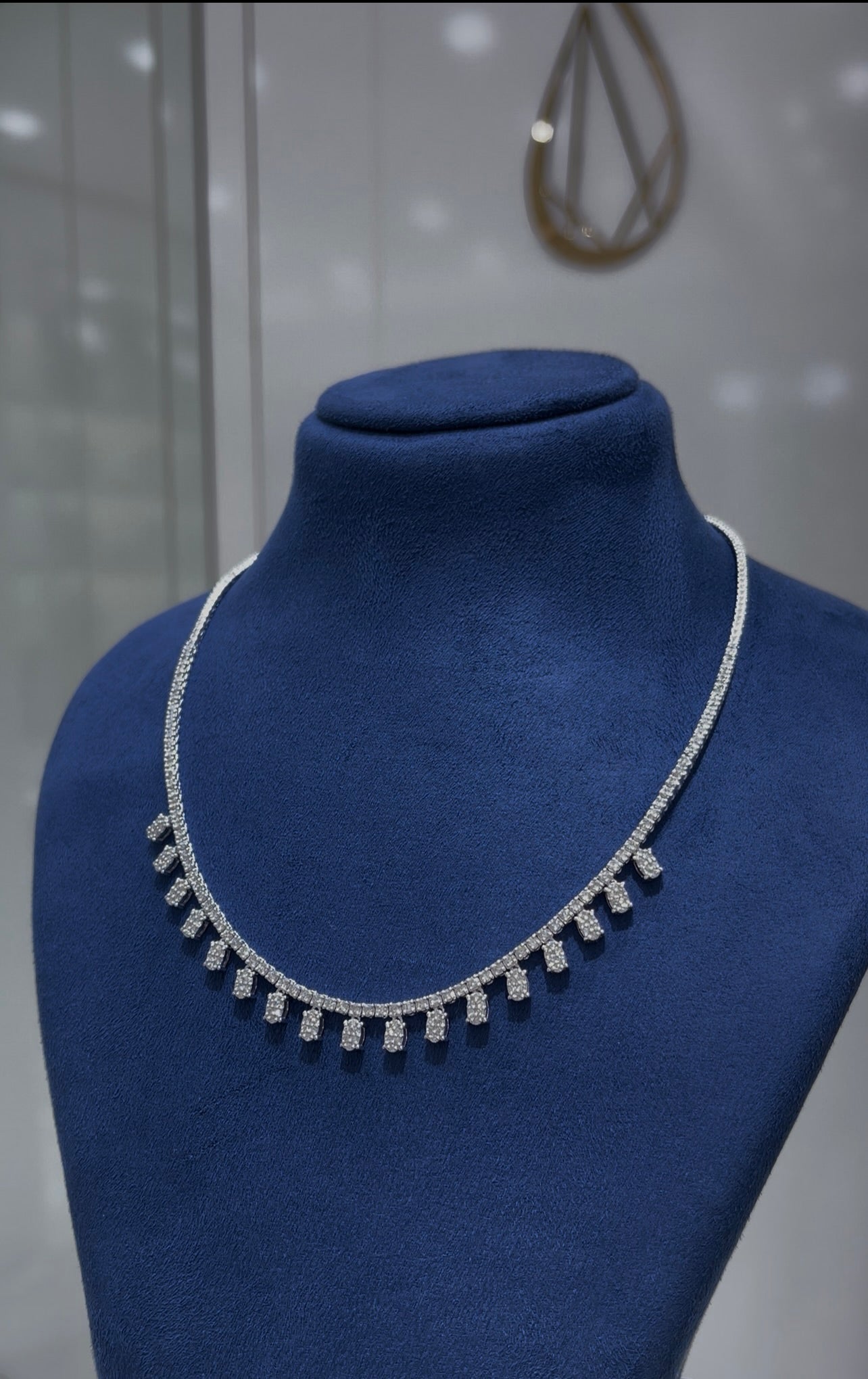 Round with  Oval Cluster Diamond Necklace