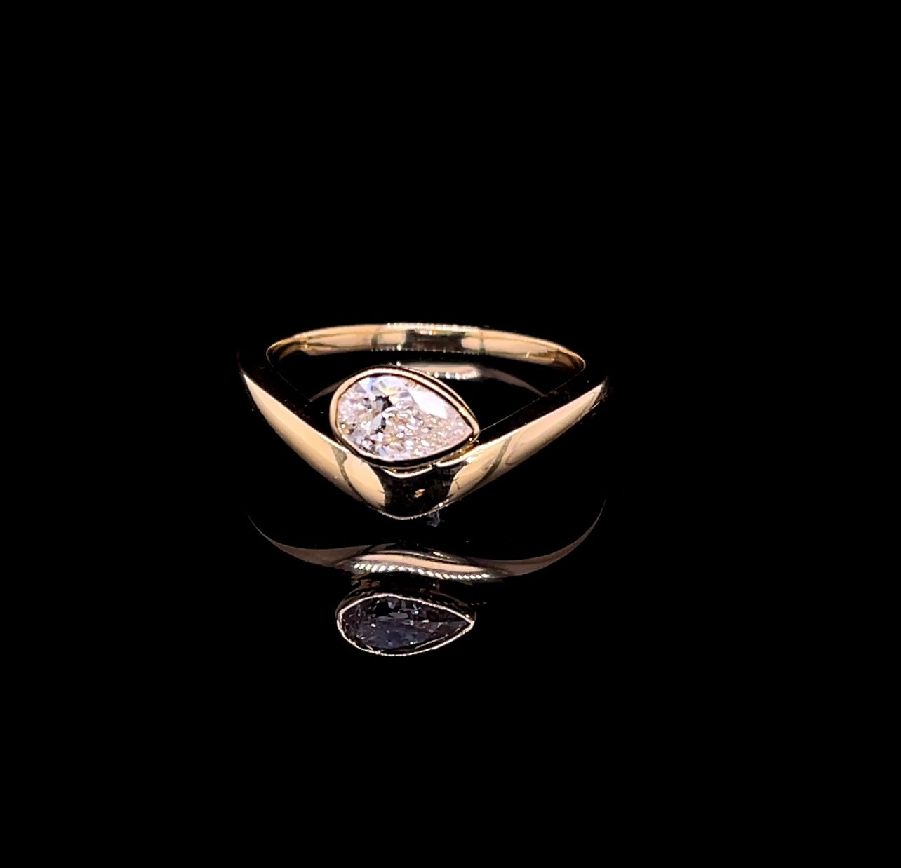 Half Carat Pear in Yellow Gold Diamond Ring (ARJS3968)