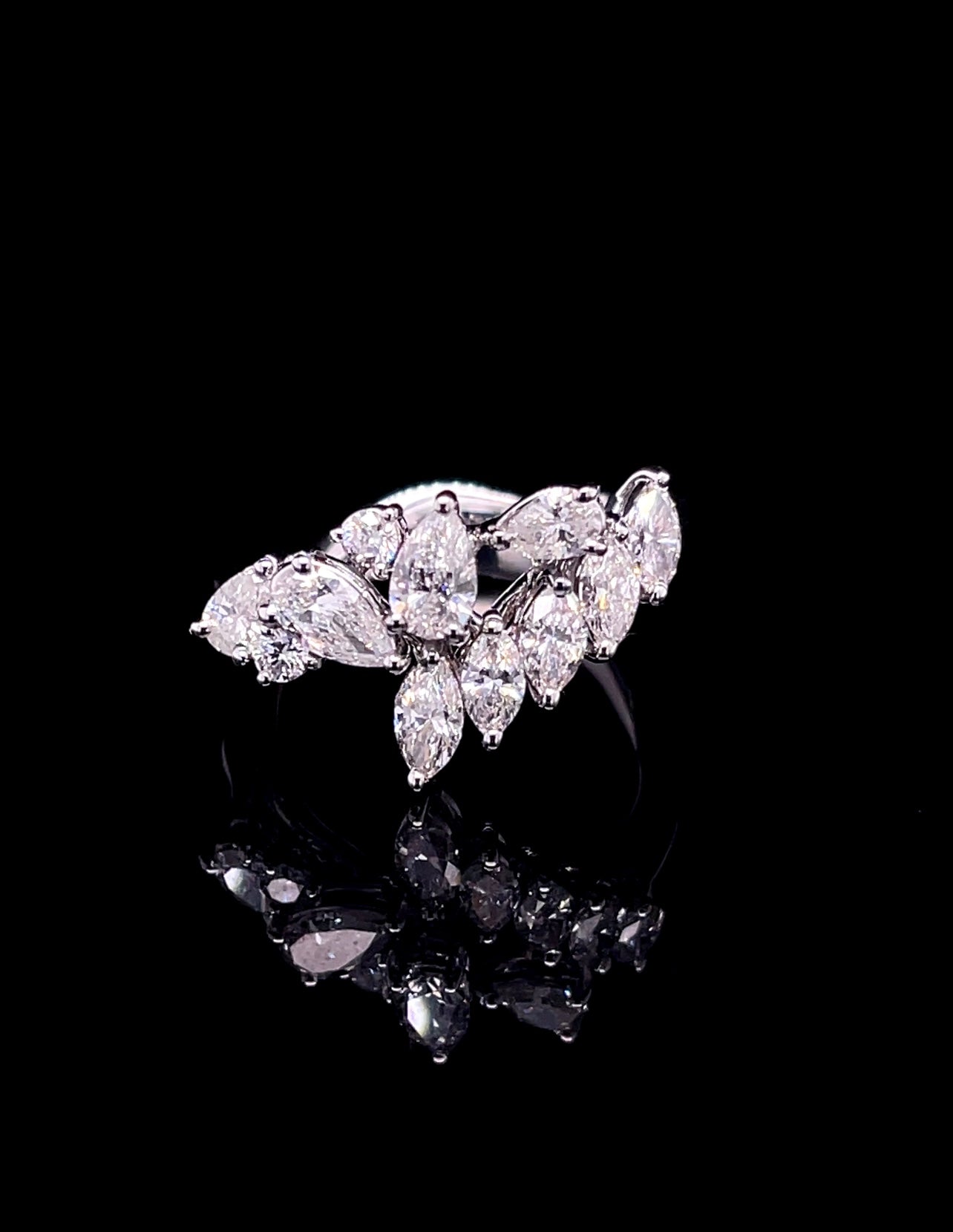 Mix Shape Twisted White Gold Diamond Ring (ARJS4008)