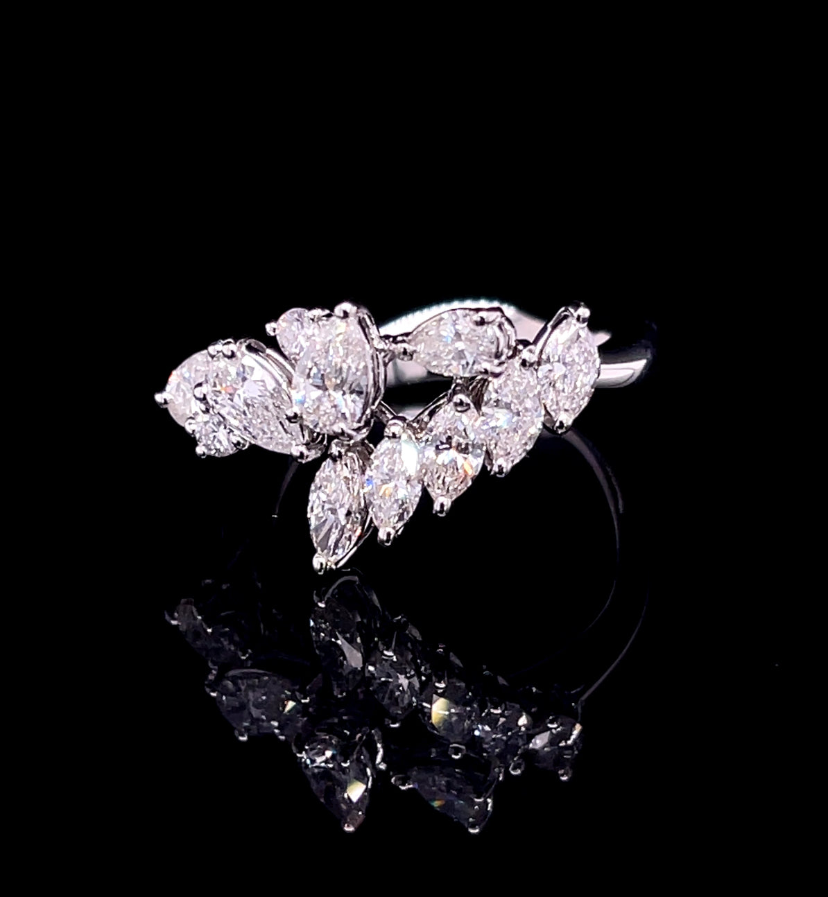 Mix Shape Twisted White Gold Diamond Ring (ARJS4008)