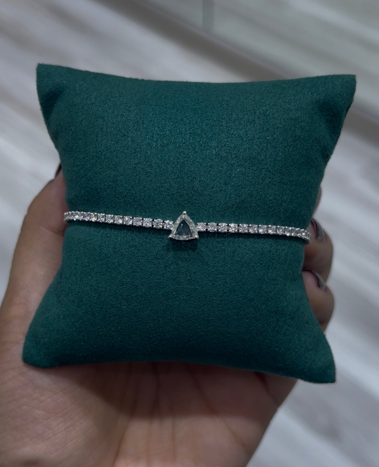 Tennis Bracelet with Triangle Centerstone (ARJS3988)