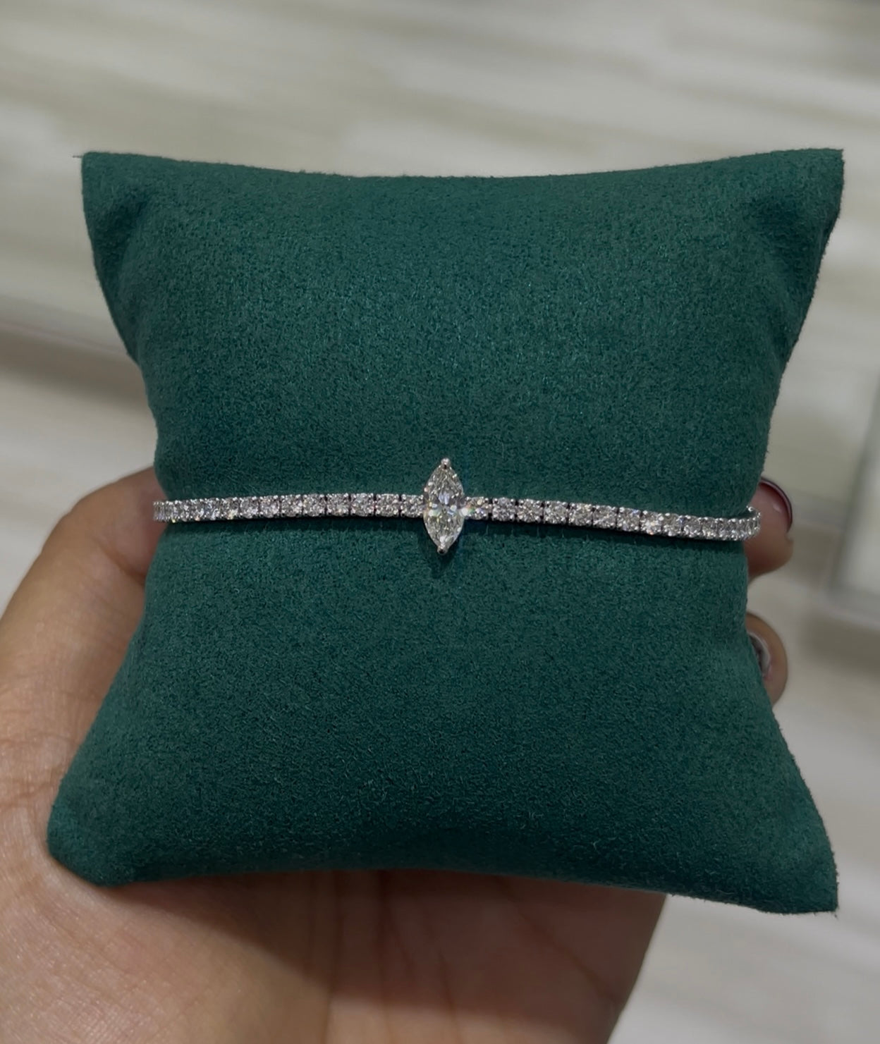 Tennis Bracelet with Marquise Centerstone (ARJS3987)