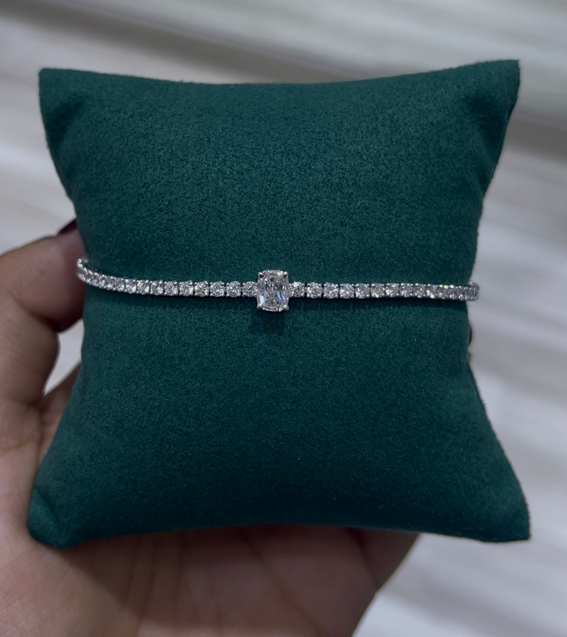 Tennis Bracelet with Cushion Centerstone (ARJS3989)