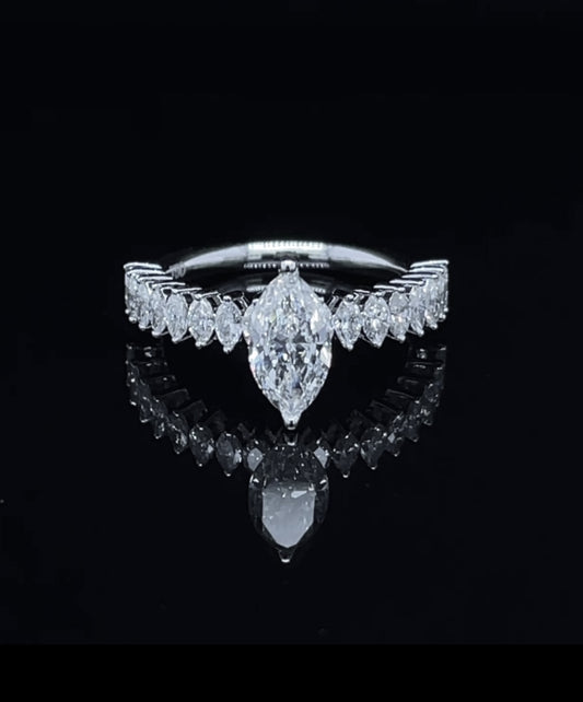 1CT Marquise with Side Diamond Ring (ARJS3892)
