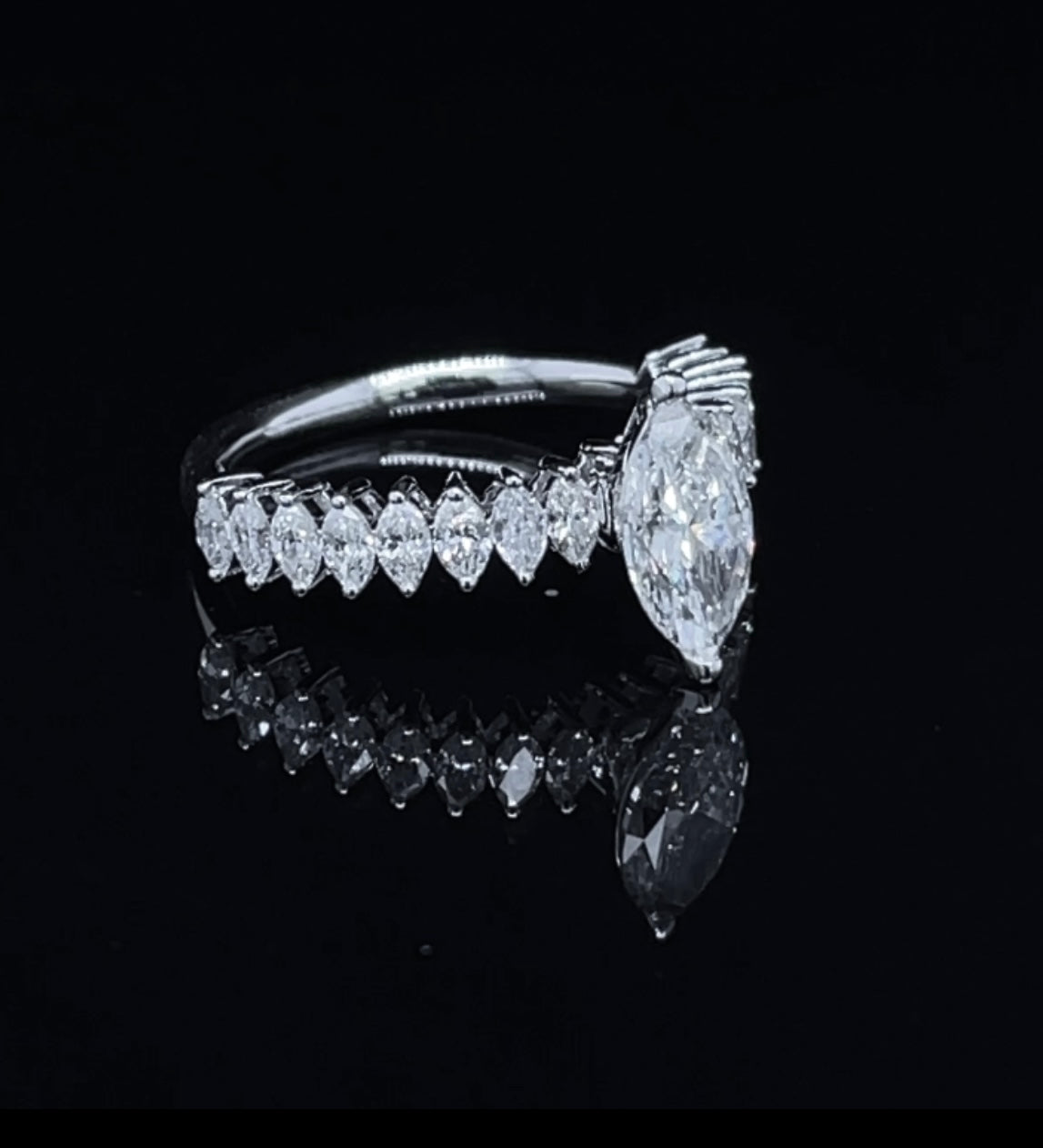 1CT Marquise with Side Diamond Ring (ARJS3892)