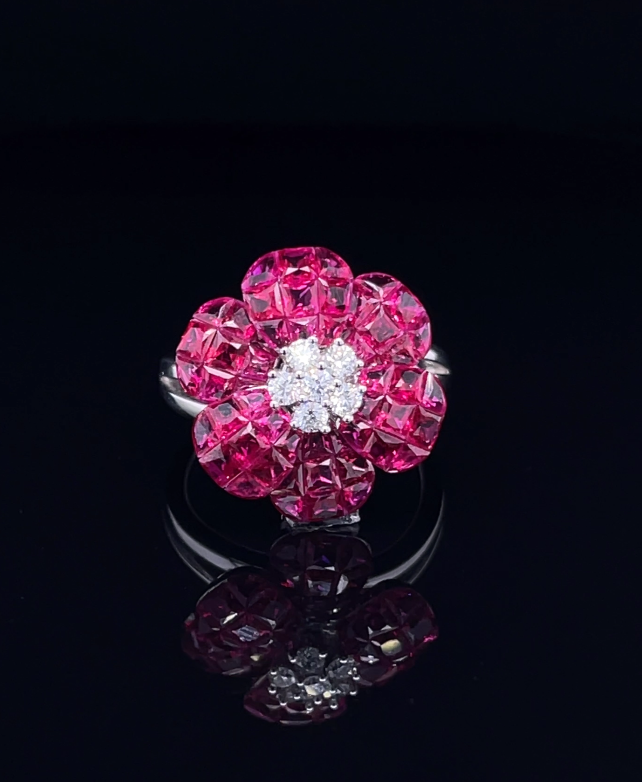 Flower Ruby with Diamond Ring (ARJS3646)