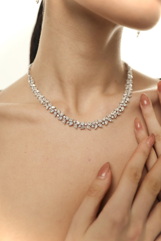 Pear & Round Tiffany Inspired Diamond Necklace (ARJS3068)